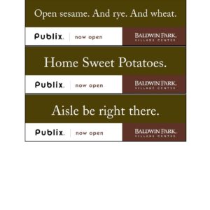 A close up of the words publix and home sweet potatoes