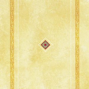 An ornate yellow background with a decorative brown border and a vibrant emblem in the center, ideal for print copywriting materials.