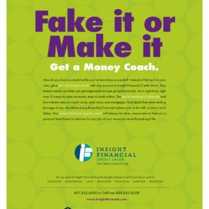 Advertisement for a financial coaching service with the slogan 